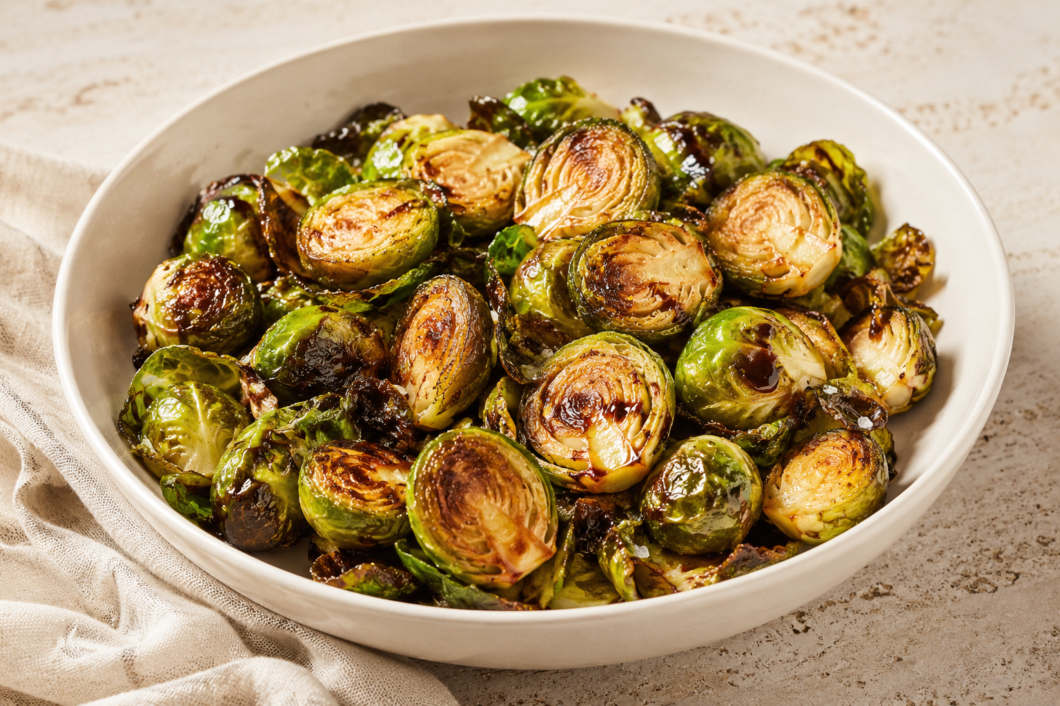 Crispy roasted Brussels sprouts with caramelised cut sides